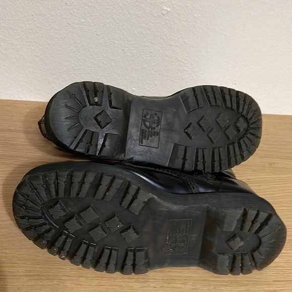 Dr. Doc Martens Double Buckle Smooth Black Leather Zip Side Lace Up sz 7 - Picture 11 of 16